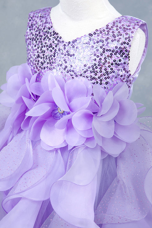 Girls Elegant Sequin & Ruffle Gown 2-14